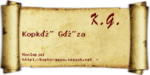 Kopkó Géza névjegykártya